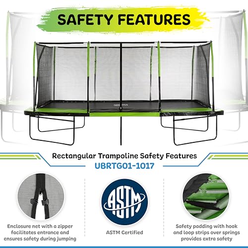 Upper Bounce Rectangle Trampoline Set with Premium Enclosure System Green/Black