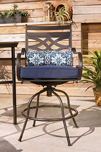 Hanover Montclair 5-Piece Outdoor Dining Set with 4 Swivel Chairs and Square Table Navy