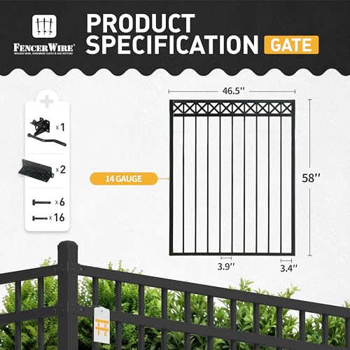 Fencer Wire Heavy Duty Flat Top X-Pattern Decorative Fence Gate Black, 5FT x 4FT, Pack of 10