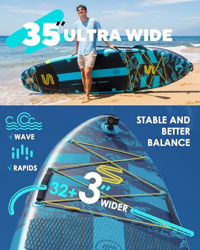 Skatinger 11'6×35" Super Wide Inflatable Stand Up Paddle Board Blue
