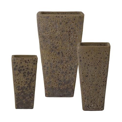 Emissary Bubble Yellow Stoneware Square Planters Set of 3 17in L x 31.5in H