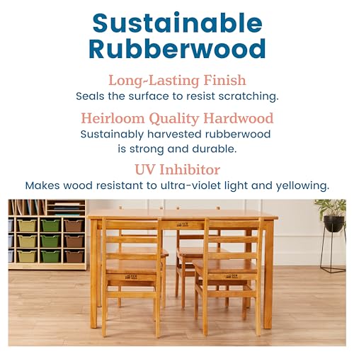 ECR4Kids Rectangular Hardwood Table Set with Chairs Honey