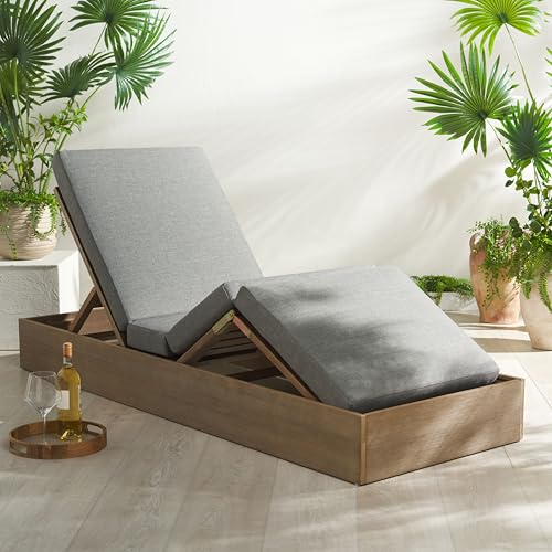 Safavieh Couture Outdoor Vincent Chaise Lounge Chair Natural/Dark Grey