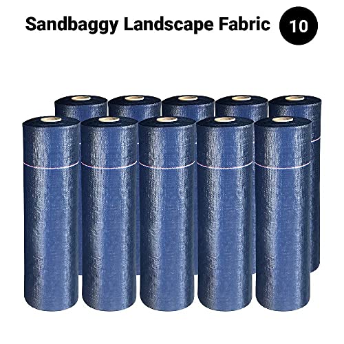 Sandbaggy Landscape Fabric | 40 Year Weed Mat & Ground Cover | 3 ft x 500 ft - 10 Rolls Blue