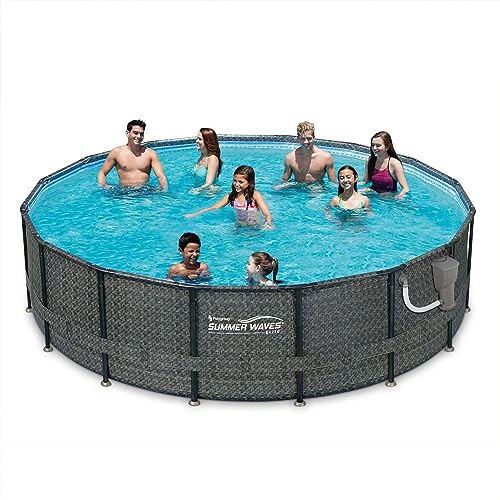 Summer Waves 16ft x 48in Above Ground Pool Set with Pump & Accessories Dark Herringbone