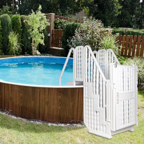 Poolzilla Premium Pool Step Ladder Set for Above Ground Pools White