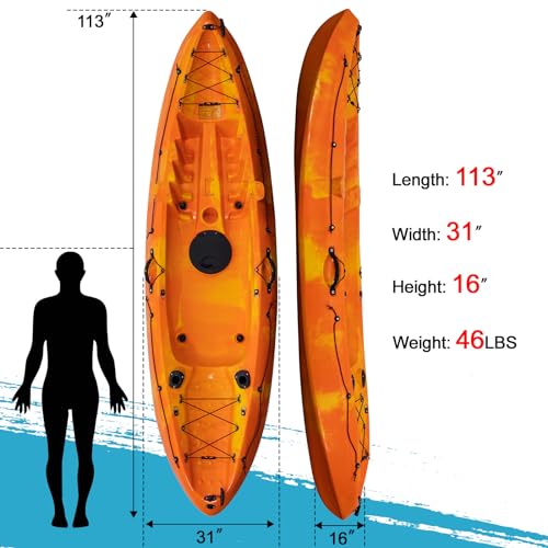 CuisinAid 9.4FT Sit-On-Top Fishing Kayak with Paddles Green Yellow