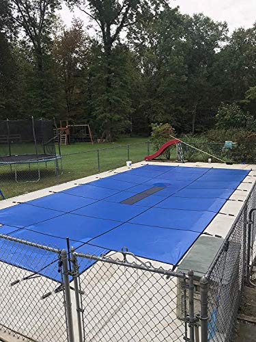 WaterWarden Premium Pool Safety Cover 16' x 32' In-Ground Pool Solid Blue With Drain Panel