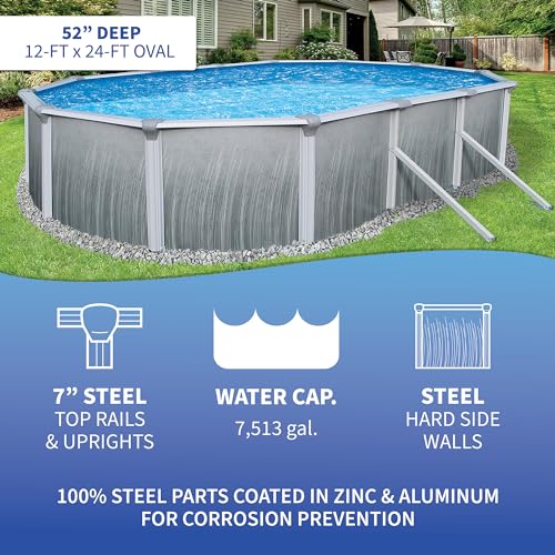 Blue Wave Martinique 12x24 Oval 52" Swimming Pool Metallic