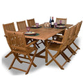 Amazonia Hamburg 9-Piece Rectangular Patio Dining Set Certified Teak Light Brown