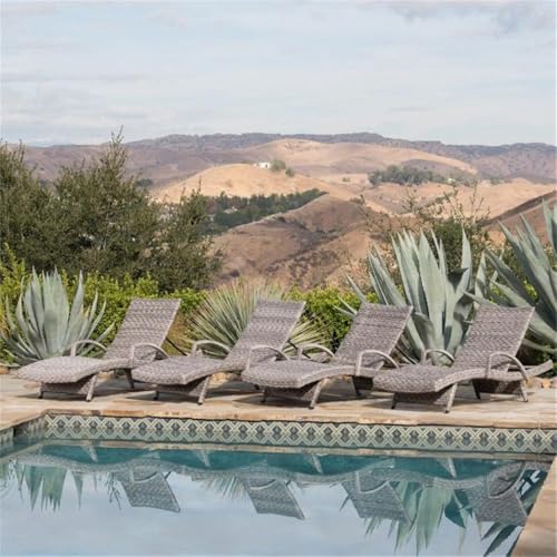 Noble House Crete Outdoor Aluminum Chaise Lounge Set of 4 Grey