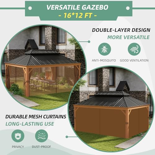 Jolydale Sonegra 10' x 12' Permanent Hardtop Gazebo Brown7