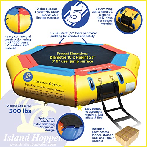 Island Hopper 10' Bounce N Splash Water Park with Bouncer Slide Yellow