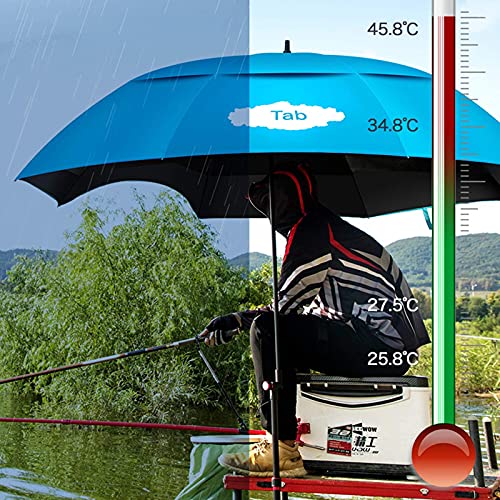 BEYSG Large Fishing Umbrella Parasol Blå