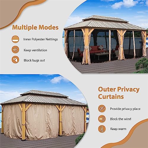 NicBex 12'x20' Hardtop Gazebo Brown