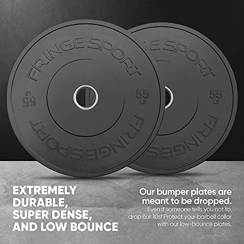 OneFitWonder Fringe Sport Bumper Weight Plate Sets - Low Odor Virgin Rubber Black