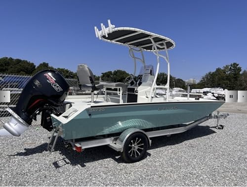 Make A Wake Marine Heavy-Duty Boat T-Top with 5 Rod Holders White Powdercoat w/ Black Canvas