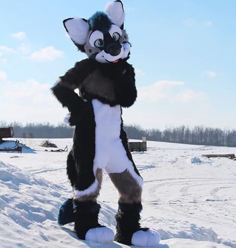 FurryMascot Custom Black Labrador Husky Fursuit Teen Costume