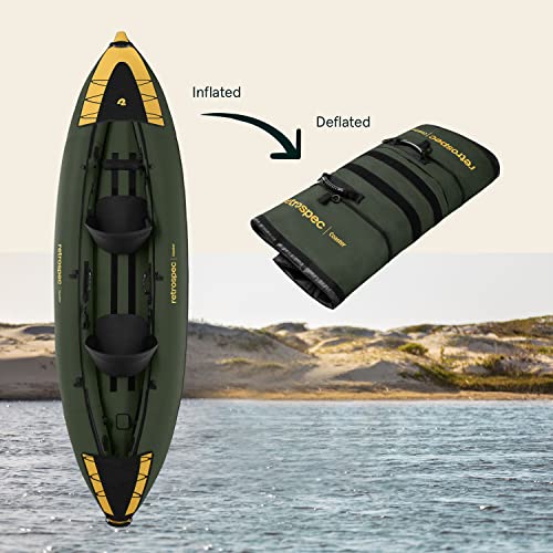 Retrospec Coaster 2 Person Inflatable Kayak - Portable Ripstop Polyester Blow up Kayak Wild Spruce
