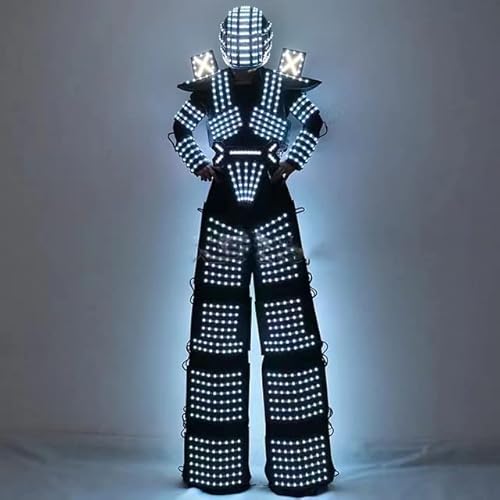Gracecolorlife LED Robot Costume RGB Helmet Stilts Walker Suit Black (L)