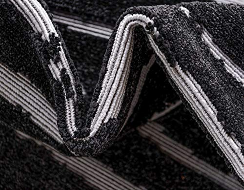 Unique Loom Sabrina Soto Outdoor Collection Geometric Striped Area Rug 8 ft x 10 ft Black/Ivory