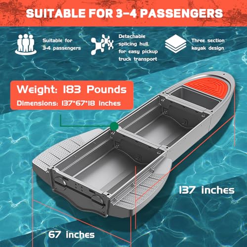 JYXKART Folding Fishing Kayak Dinghy Boat with Storage Gray