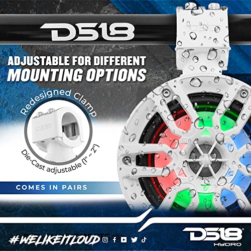 DS18 Hydro 6.5" Marine Towers with RGB LED Lights White