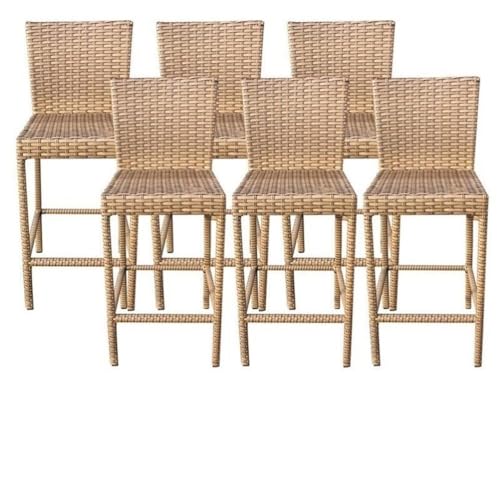 Afuera Living Outdoor Wicker Bar Stools Set of 6 Caramel