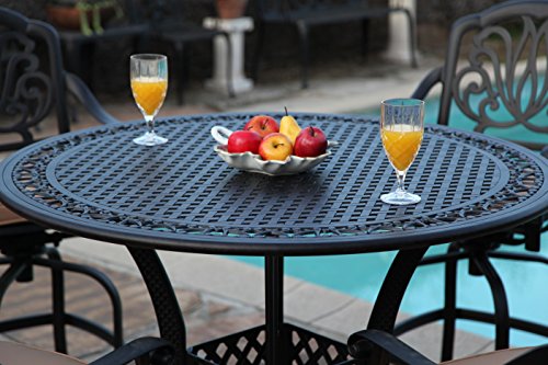 GrandPatioFurniture.com CBM Patio Elisabeth Collection Cast Aluminum 5 Piece 48" Bar Set Black Brown