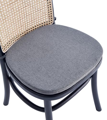Manhattan Comfort Paragon Rattan Wicker Cane Side Outdoor Dining Chair Set of 4 with Grey Cushions