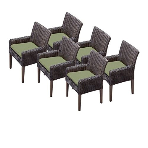 TK Classics TKC Venice Wicker Patio Arm Dining Chairs Set of 6 Cilantro