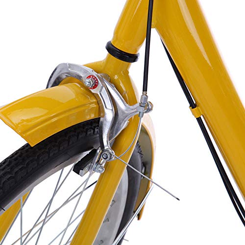 FVSTR GEESEN 24 Inch Adult Tricycle Trike 3 Wheel Bike 6 Speed Shift 6-Speed Gears, Scout Trike + Shopping Basket Yellow