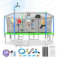 Lyromix Teal Blue Outdoor Trampoline with Basketball Hoop & Sprinkler - 16FT/15FT/14FT
