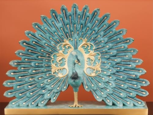 FENGSHUI-CAISHEN Pure Copper Peacock Statue Blue
