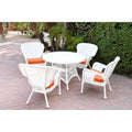 Jeco Windsor White Wicker Dining Set with Cushions Orange