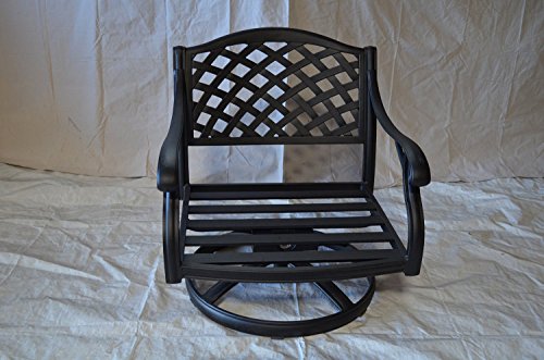 Worldofpatio Nassau Cast Aluminum Swivel Rocker Club Chairs with Walnut Cushions Antique Bronze
