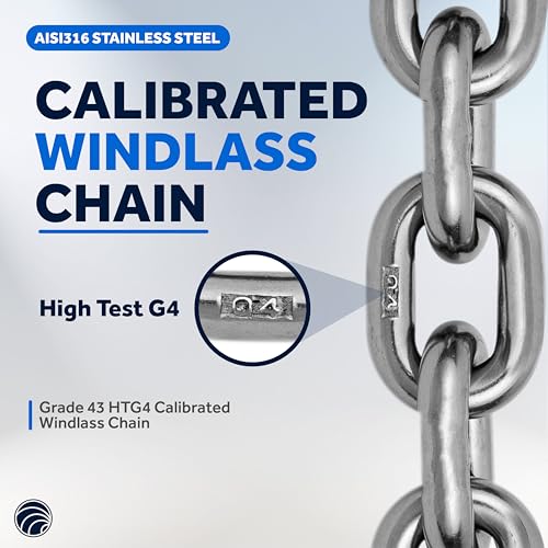 Five Oceans Marine Grade Windlass Anchor Chain 5/16 inch x 75 Ft Steel