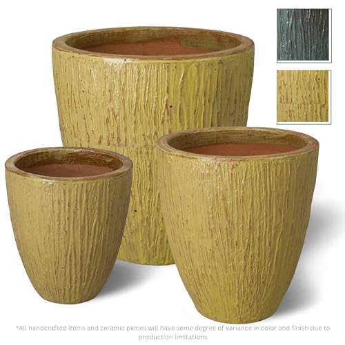 Emissary Yellow Stoneware Round Planters Set of 3 26in x 29.5in