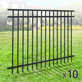 Fencer Wire Heavy Duty Flat Top Fence Barrier Panel 4FT x 6FT Black, Pack of 10