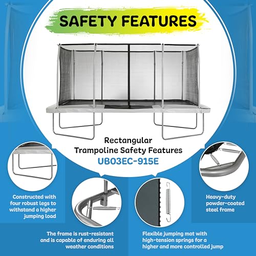 Upper Bounce Rectangle Trampoline Outdoor Set with Enclosure Beige/Black