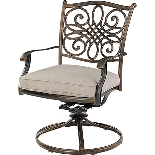 Hanover Renditions 11-Piece Outdoor Dining Set with Sunbrella® Fabric, 60"x84" Table & Swivel Chairs in Silver/Bronze