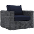 Modway Summon Wicker Rattan Outdoor Patio Armchair Canvas Navy