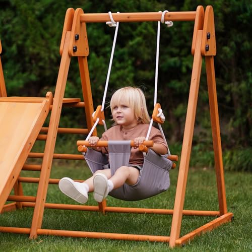 Avenlur Juniper 4-in-1 Outdoor Play Gym with Swing, Slide, Ladder, Climbing Wall - Indoor/Outdoor