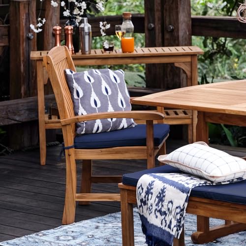 Cambridge Casual Caterina Teak Wood 6-Piece Outdoor Dining Set Natural Teak/Navy Cushion