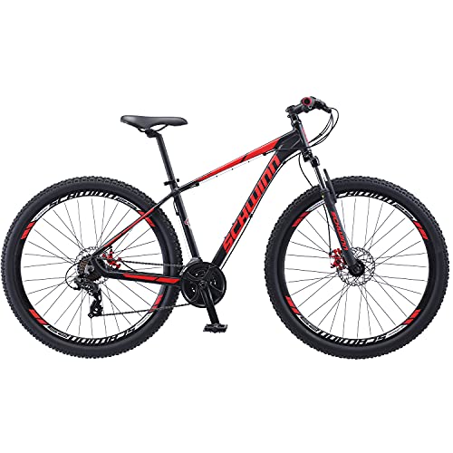 Schwinn Bonafide Mountain Bike Front Suspension 24-Speed 29-Inch Wheels 17-Inch Aluminum Frame Matte Black/Red