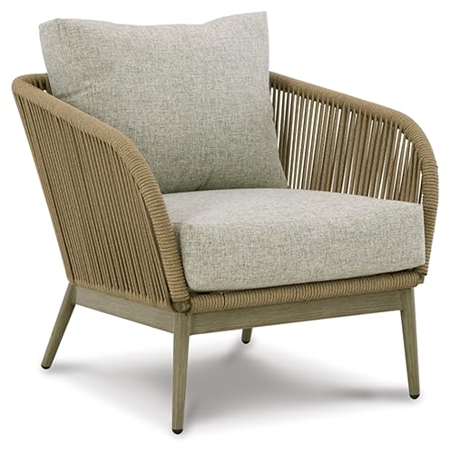 Signature Design by Ashley Swiss Valley Outdoor Lounge Chair Set of 2 Light Brown & Light Gray