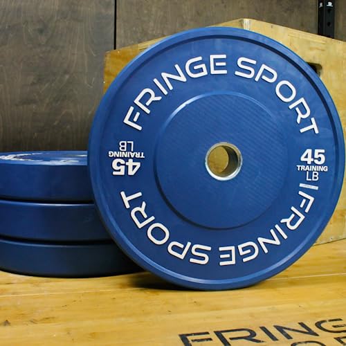 OneFitWonder Bumper Plate Set - Virgin Rubber w/ Steel Insert - Low Odor + Dead Bounce - Crossfit, Olympic Weightlifting, & Strength Training - 260 lbs