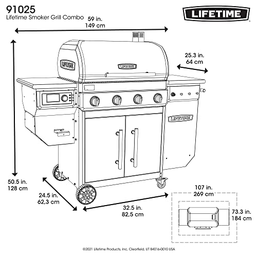 Lifetime Gas Grill and Wood Pellet Smoker Combo with WiFi and Bluetooth Control Black & Silver