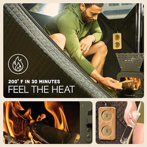 LifePro Outdoor Sauna Tent with Wood Stove Black