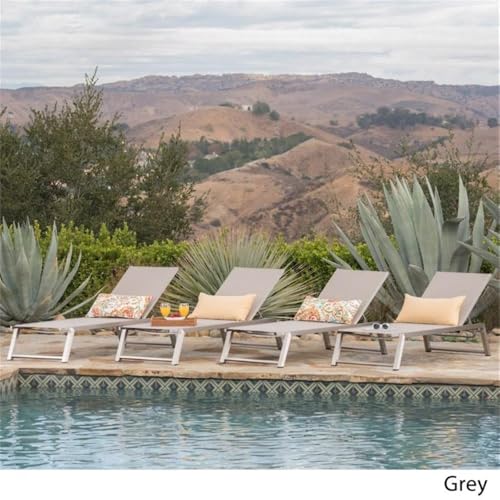 Afuera Living Outdoor Aluminum Chaise Lounge Set of 4 Gray